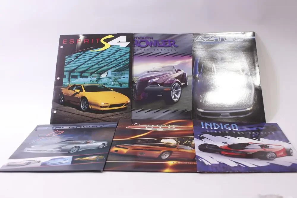 Unused 90s Sports Car, Portfolio, Lot, Paper Folder, Set of 6, Automotive, Offi